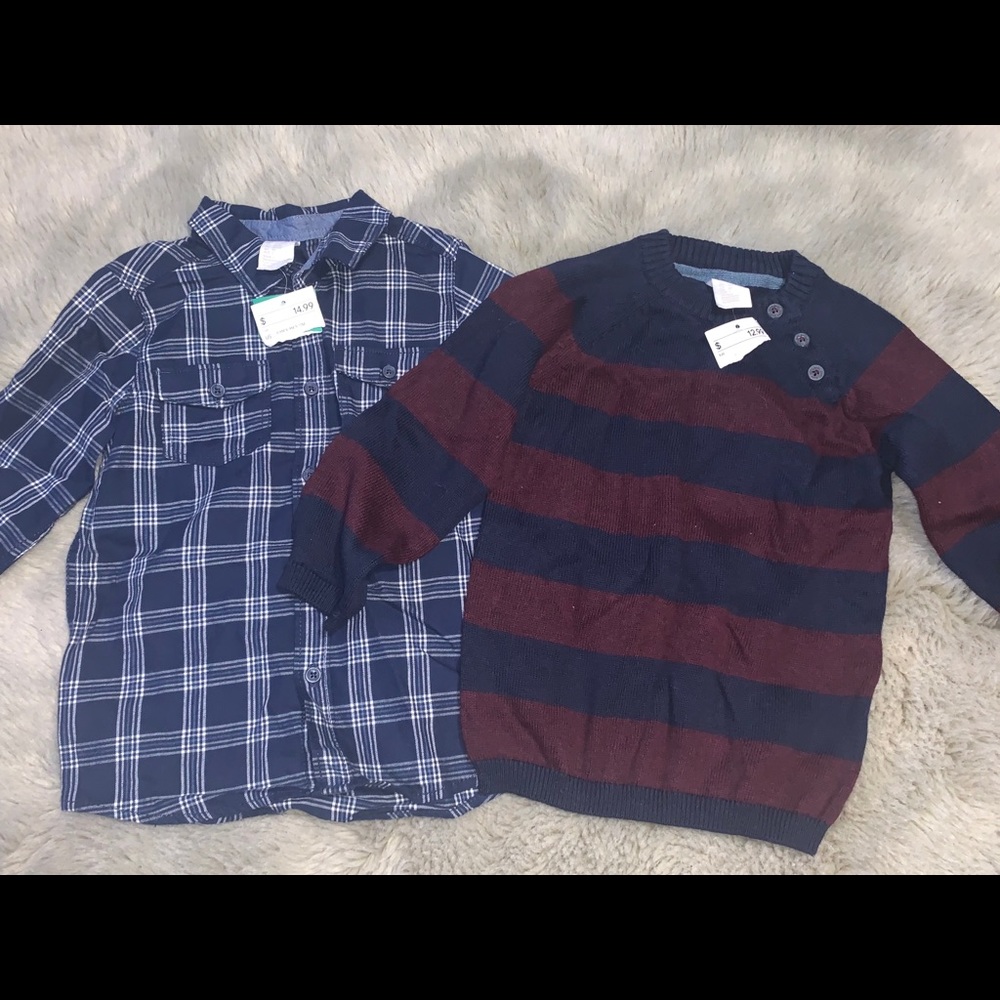 H&M Boys Button Down And Sweater